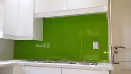 Painted Glass Splashback - Lime Green
